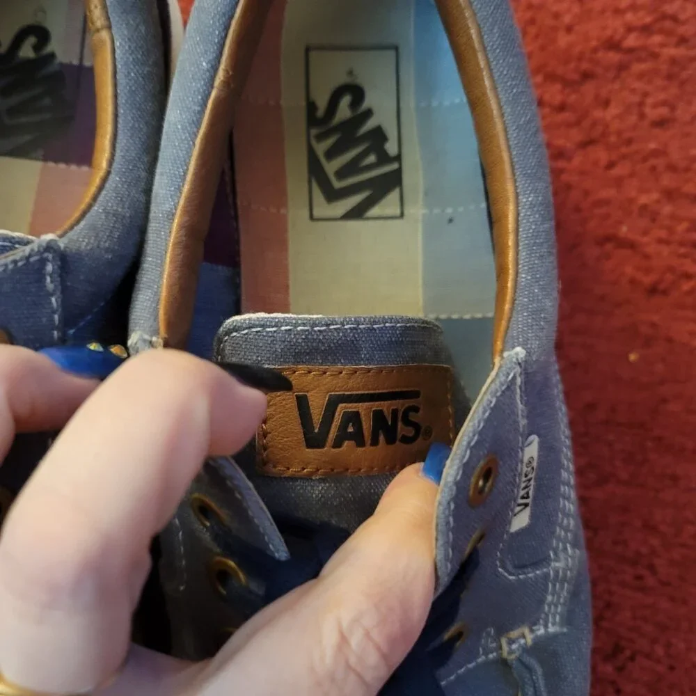 Vans Men’s Size 8 Blue Canvas Boat Shoe Sneakers V2906CV EU 41 Excellent